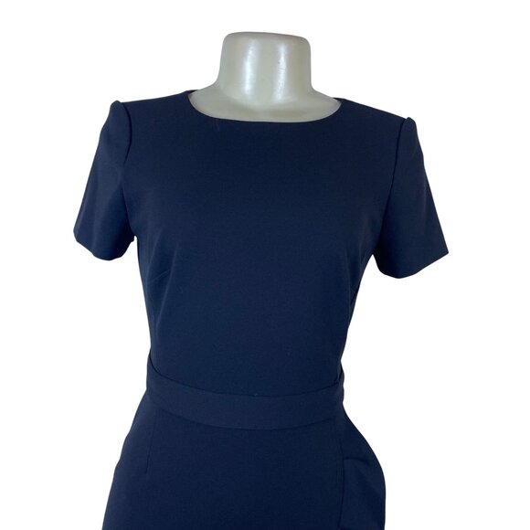 Calvin Klein Women’s Black Polyester Short-Sleeve Ruffle Hem Belted Dress Size 2 - Picture 4 of 9